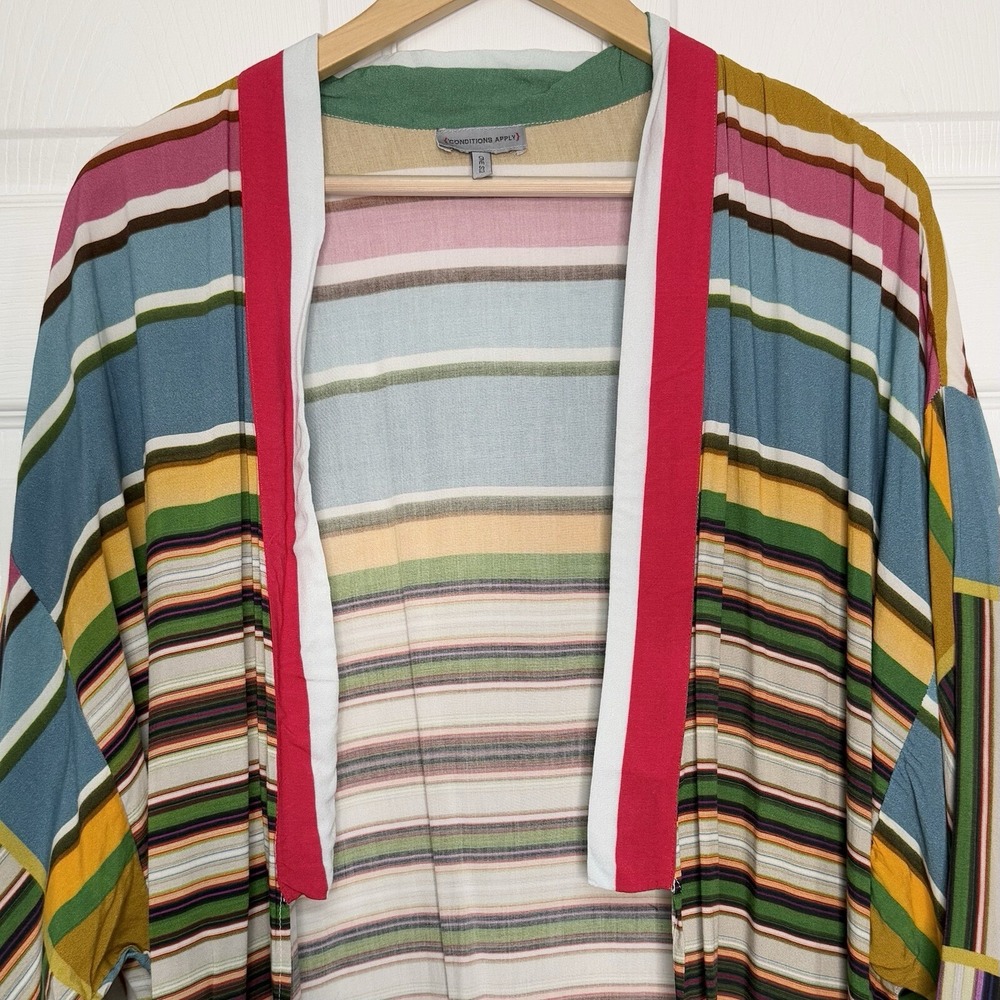 Anthropologie Conditions Apply Womens One Size Duster Kimono Stripe Multi-color - Picture 3 of 10